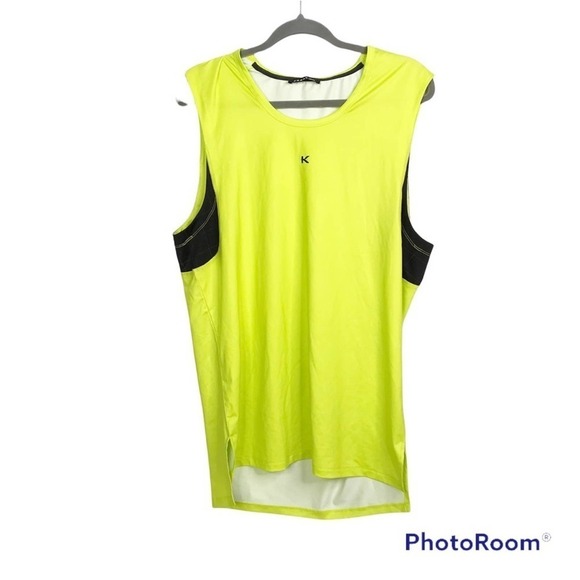 Koral mens sleeveless tank top in bright yellow green with black underarms - Picture 1 of 5